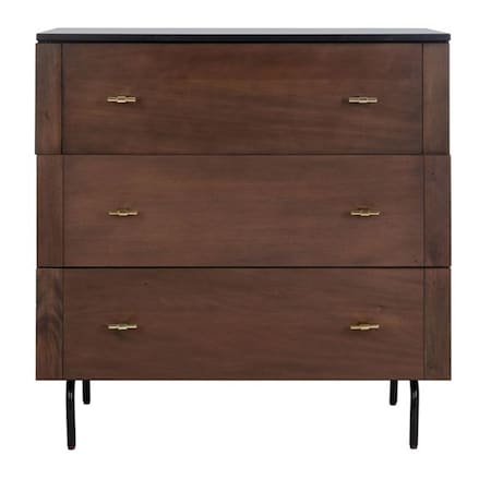 Safavieh Genevieve 3 Drawer Dresser; Black & Walnut DRS5000A